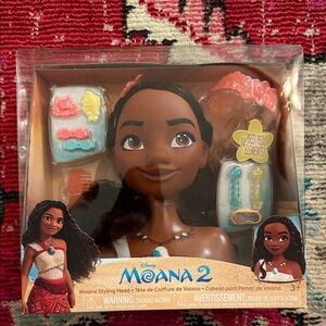 Disney Moana 2 Styling Head Doll - Brown, Black, Coral, Teal, Yellow